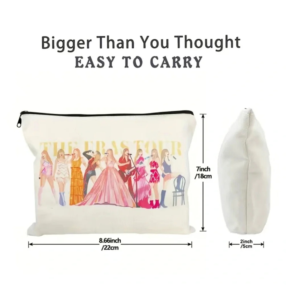 Cosmetic/ Travel Bag with Zipper & Print of Taylor Swift’s Eras Looks NEW